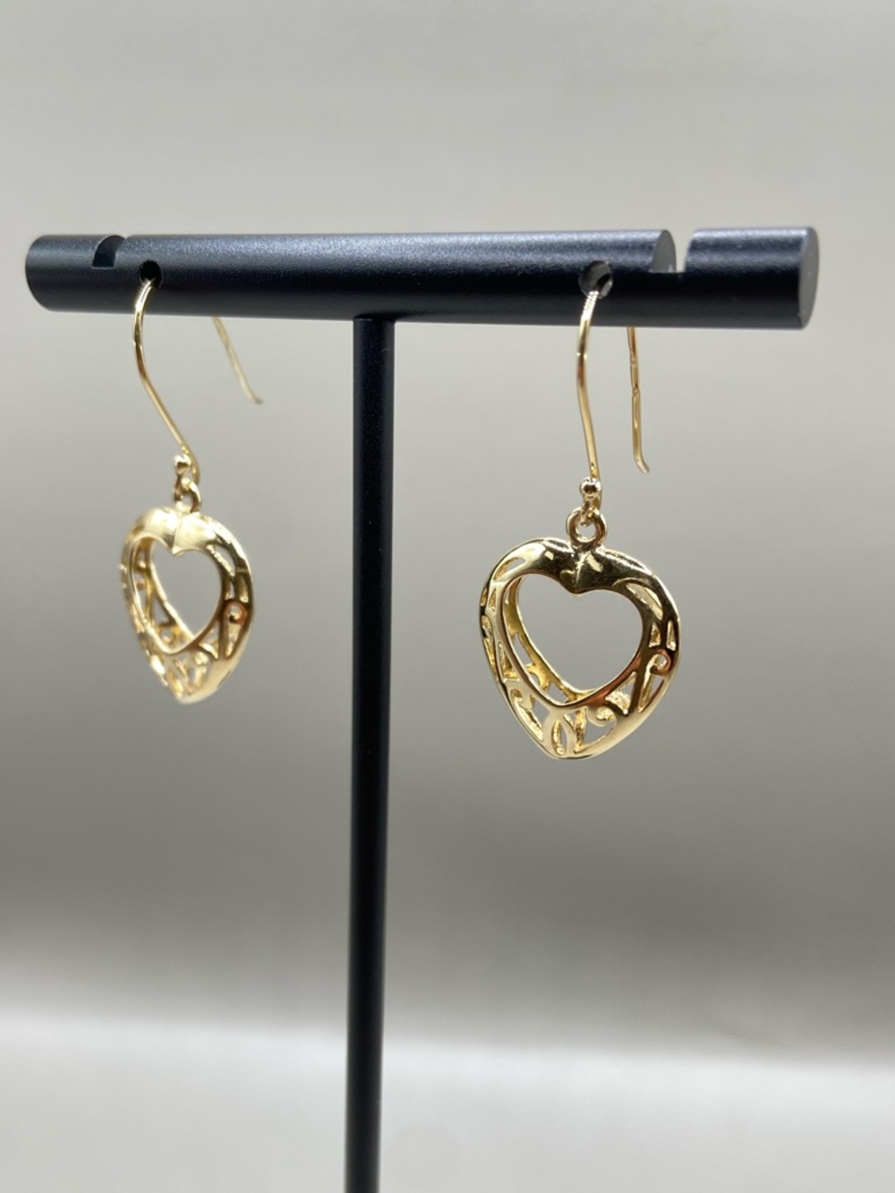 Dyadema Gold Vermeil Ornate Scroll Open Heart Earrings - Picture 2 of 7